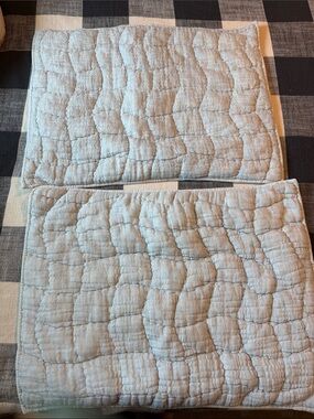 Pottery Barn Light blue Quilted Pillow Shams - Pair